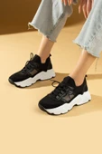 Pembe Potin Triko Desenli Bağcıklı Kalın Taban Tarz Kadın Sneaker 59-3456-24 - 1