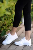 Pembe Potin Fileli Bağcıklı Comfort Taban Kadın Sneaker A1971-20Beyaz - 1