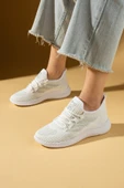 Pembe Potin Esnek Taban Bağcıklı Rahat Kalıp Kadın Sneaker 001-22-25 - 1