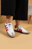 Pembe Potin Bağcıklı Comfort Taban 3 Şeritli Kadın Sneaker 001-1009-24BeyazKırmızı - 2