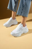 Pembe Potin Kalın Taban Bağcıklı Fileli Kadın Sneakers 89-040-25 - 1