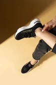 Pembe Potin Taş Detaylı Bağcıklı Triko Rahat Taban Kadın Sneakers 36-871-25 - 9