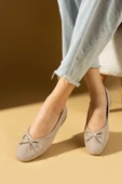 Pembe Potin Simli Fiyonk Detaylı Rahat Taban Comfort Kadın Babet 57-47-25Sim - 6