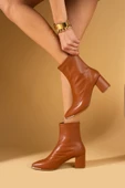 Pembe Potin Sivri Burun Bilekte Streç Kadın Bot 58-670-24Cilt thumbnail 3