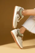 Pembe Potin Bağcıklı Ortopedik Kaymaz Kırılmaz Taban Konforlu Kadın Sneakers 001-2100-Vbej - 3
