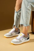 Pembe Potin Bağcıklı Ortopedik Kaymaz Kırılmaz Taban Konforlu Kadın Sneakers 001-2100-Mlila - 1