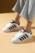 Pembe Potin Kalın Bağcıklı Şerit Detaylı Rahat Taban Kadın Sneakers 001-3458-25Siyah - 1