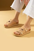 Pembe Potin Çift Gold Tokalı Comfort Taban Kadın Terlik 70-0232-24 thumbnail 5