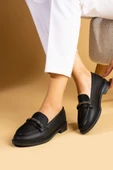 Pembe Potin Parlak Taş Detaylı Rahat Kalıp Kadın Loafer Ayakkabı 001-5004-24 - 2