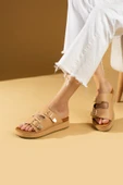 Pembe Potin Çift Gold Tokalı Comfort Taban Kadın Terlik 70-0232-24 thumbnail 11