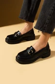 Pembe Potin Yüksek Taban Toka Detaylı Kadın Loafer 43-1803-25Rugan - 1