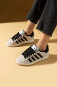 Pembe Potin Kalın Bağcıklı Şerit Detaylı Rahat Taban Kadın Sneakers 001-3458-25Siyah - 2