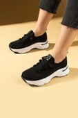 Pembe Potin Parlak Taş Detaylı Bağcıklı Triko Rahat Taban Kadın Sneakers 36-872-25 - 1