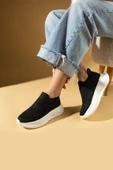Pembe Potin Taş Detaylı Triko Kalın Taban Kadın Sneaker 59-88-25 - 9