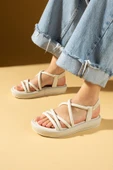Pembe Potin Yumuşak Bantlı Hafif Taban Lastikli Kadın Sandalet 59-708-25 thumbnail 3