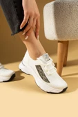 Pembe Potin Taş Detaylı Bağcıklı Triko Rahat Taban Kadın Sneakers 36-871-25 - 4