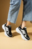 Pembe Potin Kalın Taban Bağcıklı Fileli Kadın Sneakers 89-040-25Byaz - 3