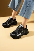 Pembe Potin Kalın Taban Bağcıklı Fileli Kadın Sneakers 89-040-25 - 9