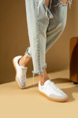 Pembe Potin Dikiş Detaylı Rahat Taban Bağcıklı Kadın Sneakers 001-1007-24Z - 1