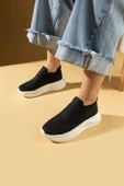 Pembe Potin Taş Detaylı Triko Kalın Taban Kadın Sneaker 59-88-25 - 6