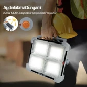 Cata CT-4698 Miami 200W Solar Projektör Güneş Enerjili, 3 Renk Modlu, Dimmerli, 336 LED’li Şarjlı Dış Mekan Aydınlatma Lambası (IP65, 7200 mAh) - 4