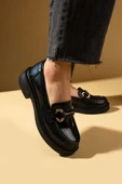 Pembe Potin Yüksek Taban Toka Detaylı Kadın Loafer 43-1803-25Rugan - 2