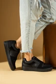 Pembe Potin Bağcıklı Ortopedik Kaymaz Kırılmaz Taban Konforlu Kadın Sneakers 001-2100-Ssiyah - 2