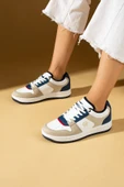 Pembe Potin Bağcıklı Ortopedik Kaymaz Kırılmaz Taban Konforlu Kadın Sneakers 001-2100-LaciBeyaz - 1