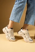 Pembe Potin Kalın Taban Bağcıklı Fileli Kadın Sneakers 89-040-25 - 8