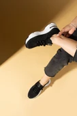 Pembe Potin Parlak Taş Detaylı Bağcıklı Triko Rahat Taban Kadın Sneakers 36-872-25 - 11