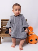 Organik %100 Pamuk Kapşonlu Plaj Çocuk Bebek Panço Bornoz Banyo Havlu Kapüşonlu - 12