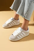 Pembe Potin Kalın Bağcıklı Şerit Detaylı Rahat Taban Kadın Sneakers 001-3458-25 - 2
