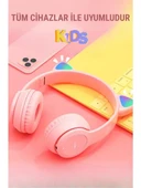 P47M Sevimli Renkli Kedi Kulak Üstü Bluetooth Kulaklık mor thumbnail 7