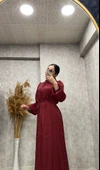 25Y9596 ELBİSE ABİYE JANJAN KUMAŞ BALON KOL BEL KUŞAKLI - 2