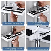 Mucit Home  Lüx Paslanmaz Şampuanlık Organizer Banyo Duş Rafı Duş Borusuna Sabitlenir - 3