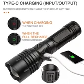 F-38  Yüksek Güç Ultra Spot Uzun Menzilli El Feneri Şarj Edilebilir Led   Güçlü El Fener Aydınlatma thumbnail 2