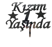 Kızım 1 Yaşında İlk Yaş Doğum Günü Partisi Pleksi Pasta Süsü Gümüş Renk thumbnail 2