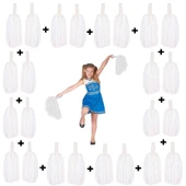 12 Çift ( 24 Adet ) Beyaz Renk 23 Nisan 19 Mayıs 29 Ekim Okul Gösteri Ponponları - 1