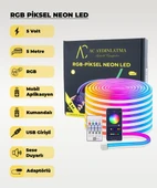 USB Neon RGB Piksel Şerit Led - Animasyonlu - Sese Duyarlı - 5 Metre (Aplikasyon - Kumandalı)) - 1