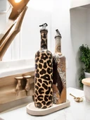 Leopar Desenli Zeytinyağı Sıvıyağ Şişesi Yağdanlık Yağlık, Sirkelik, Sosluk 2'li Set, Ev dekoru - 3