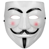 Beyaz Renk Pembe Yanaklı İthal V For Vendetta Maskesi - 1