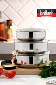 6 Parça Aldip Çelik Saklama Kabı Seti 3'lü (16-18-20 cm) - Şeffaf Kapaklı Metal Saklama Kabı thumbnail 2
