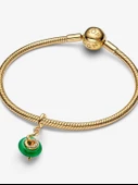 Pandora Yılan Figürlü Yeşil Murano Camı Sallantılı Charm 14 ayar altın kaplama thumbnail 3