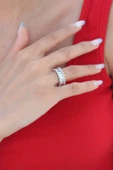 Zirkon Taşlı Gümüş Renk Baget Kadın Yüzük - TJ-BYK2341 thumbnail 2