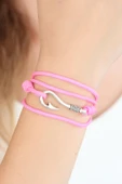 Pembe Renk Gümüş Metal Kancalı Bayan Çoklu Bileklik - TJ-BB2371-KS - 1