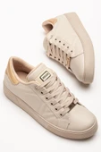 Kadın Casual Spor Ayakkabı Bej İnce Taban Bağcıklı thumbnail 1
