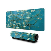 Van Gogh Desenli Büyük Masa Pedi 90x40 cm 3 mm Kaymaz Tabanlı Desk Mat Kumaş Mouse Pad thumbnail 1