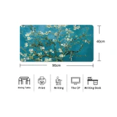 Van Gogh Desenli Büyük Masa Pedi 90x40 cm 3 mm Kaymaz Tabanlı Desk Mat Kumaş Mouse Pad thumbnail 6
