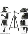 Farway Profesyonel Alüminyum Tripod 360 derece  Ayarlanılabilir Panoramik Başlık Su Terazili Telefon Tutucu 175cm - 4