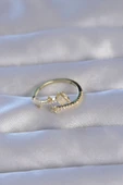 Pirinç Gold Renk Zirkon Taşlı İncili Satürn Model Ayarlanabilir Yüzük - TJ-BYK3223 thumbnail 2